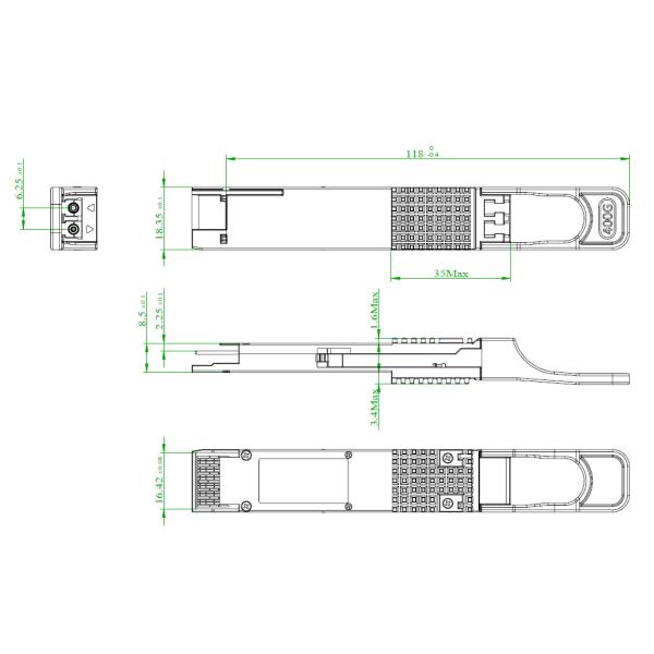 Дуплекс LC одиночного режима модуля QSFP-DD 1310nm 2KM 400GBASE-FR4 QSFP оптически