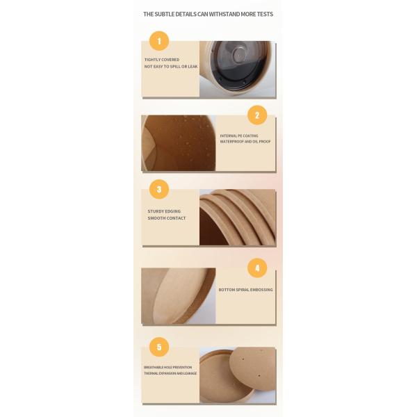 8oz 12oz 16oz 20oz 24oz 26oz 32oz Cuencos de papel biodegradables ecológicos para las industrias