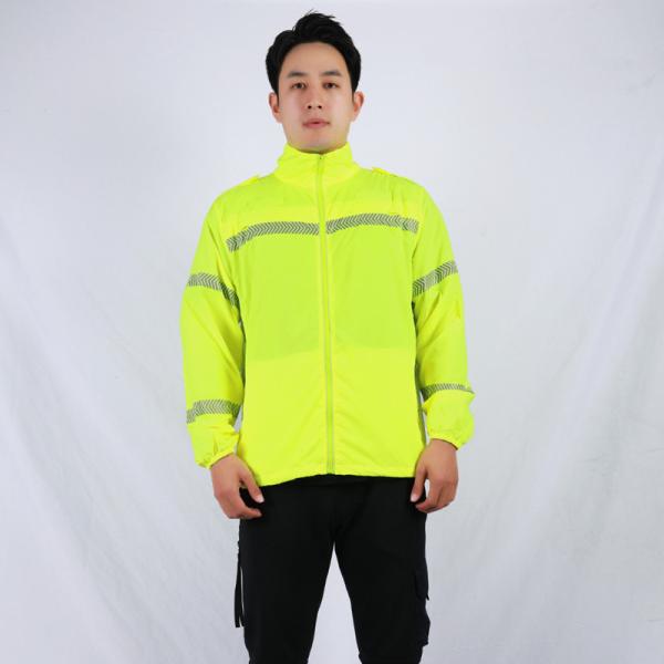 Breathable Fluorescent Long Sleeve Work Shirts Sun Protection Mesh Fabric Fluorescent Safety Shirts