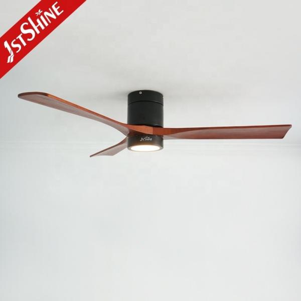Ventilador de teto moderno de madeira natural LED de 3 lâminas com 5 velocidades