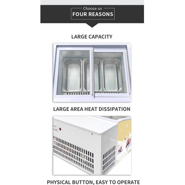 Ice Cream Display Case Frozen Hard Ice Cream Cabinet Boxed to Defog Ice Cream Case Display