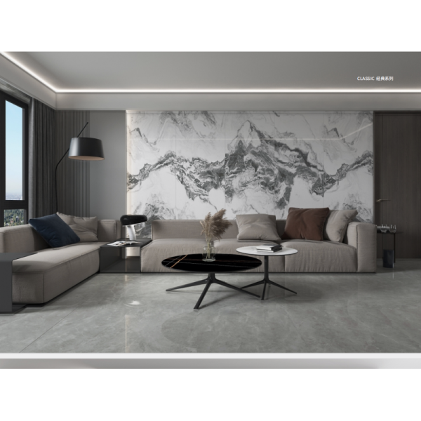 9mm Thickness Indoor Porcelain Tiles with Glossy Finish and Less Than 0.5% Water Absorption