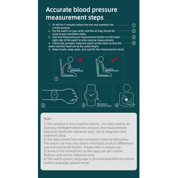 Montre intelligente P30 de moniteur de santé de tension artérielle d'ECG de pompe à air 1,3 pouces pour des soins de santé