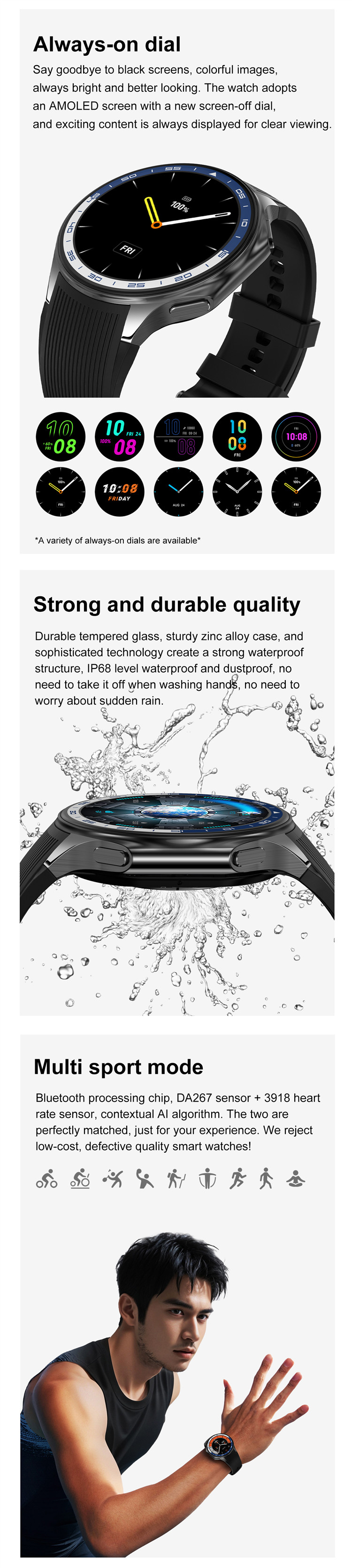 Eraysun DT NO.1 DT Watch X Smart Watch 1.43 AMOLED Screen BT Call Photo Album Music Video Playback Audio DT Watch X Smartwatch