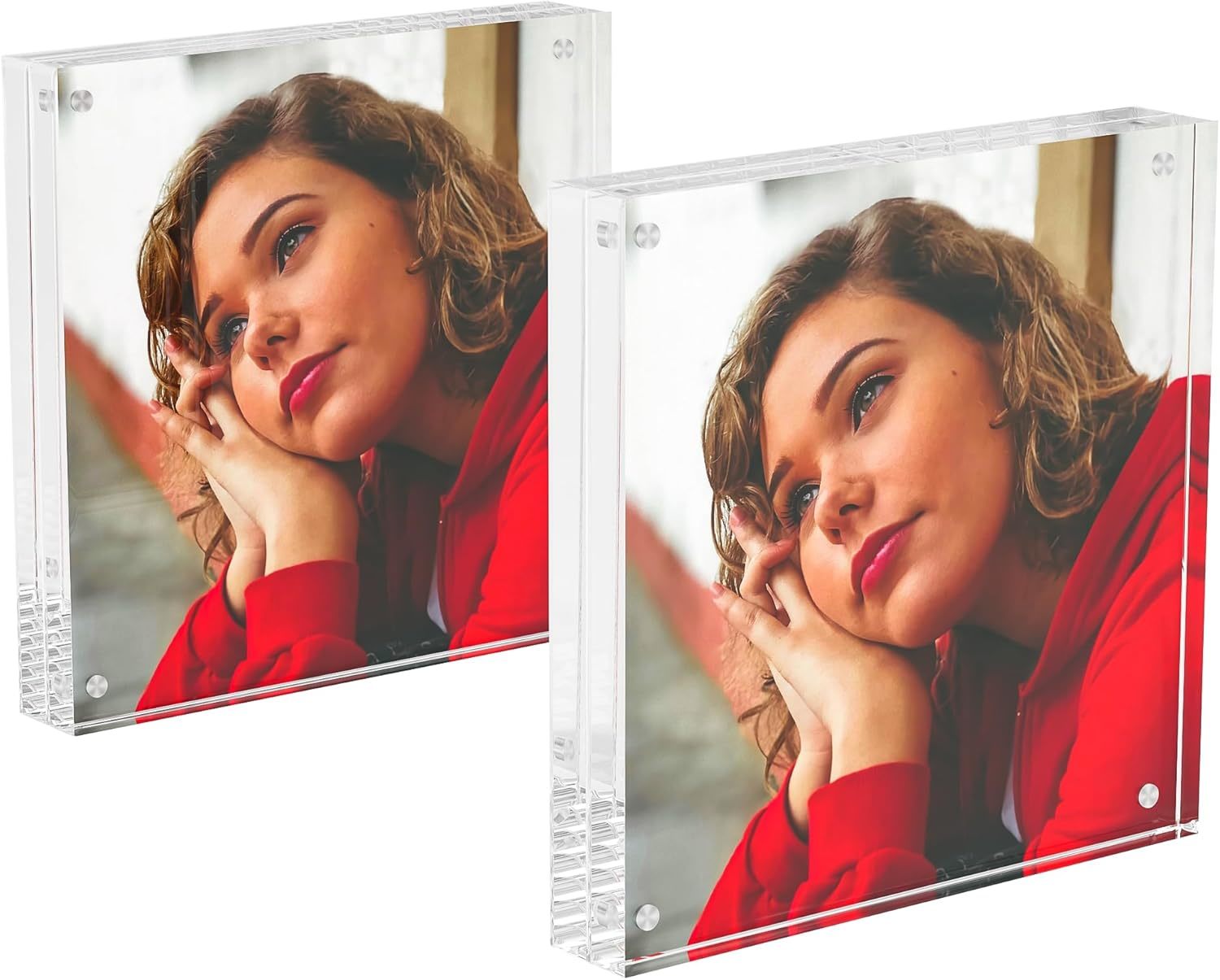 Clear Acrylic Photo Frame with Double Sided Display and Free tanding Design for Desktop Pictures
