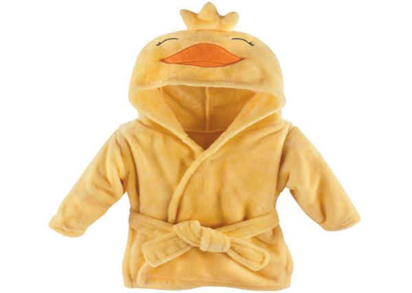 100% Cotton Yellow Baby Bath Robes Skin Friendly And Comfortable Flannel