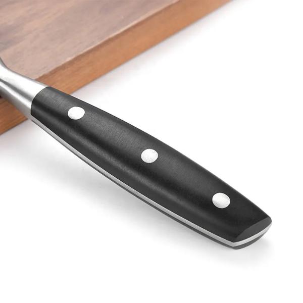 fourchette à viande en acier inoxydable avec poignée noire