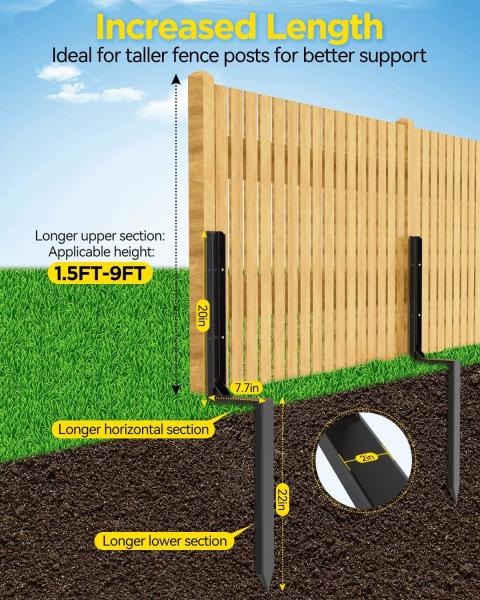 Steel Fence Post Repair Kit Stamping Process Heavy Duty Fixer Anchor Ground Spike