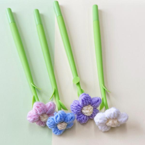 New Silicone Lucky Daisy Neutral Pen Knitted Flowers Creative Gel Ink Pens