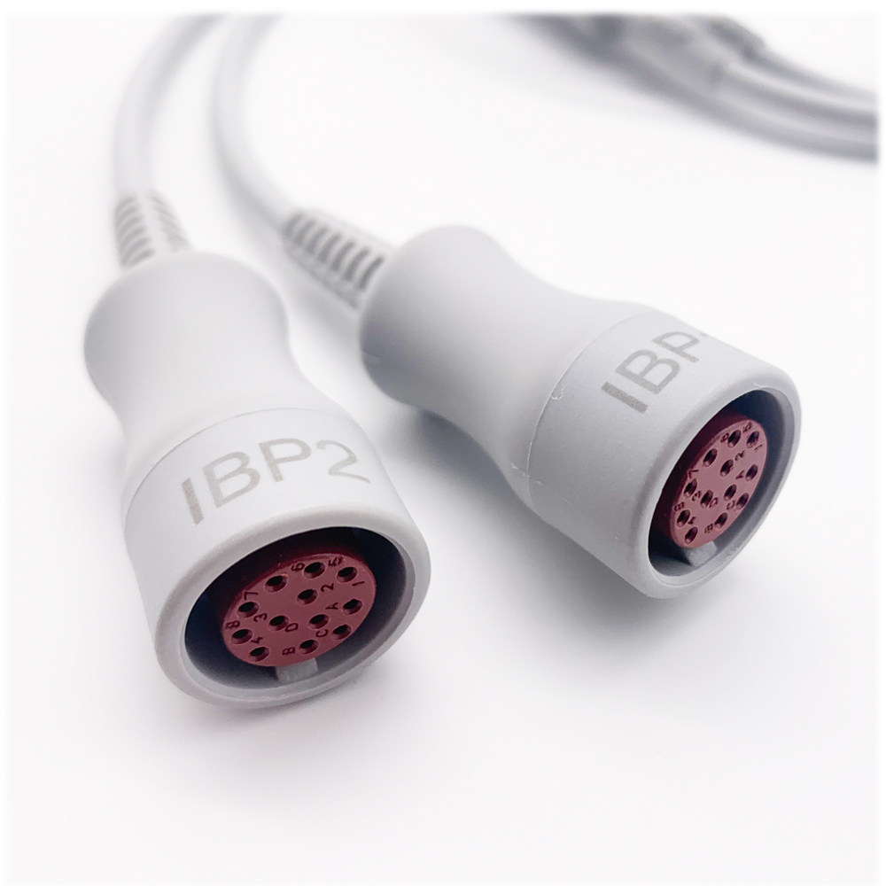Compatible 12-Pin 1-to-2 Dual Channel IBP Invasive Blood Pressure Extension Cable for Mindray & PH-ILIPS Patient Monitors