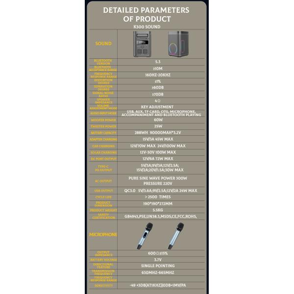 300-watt Portable Karaoke Machine Power Bank Outdoor Emergency Power Supply
