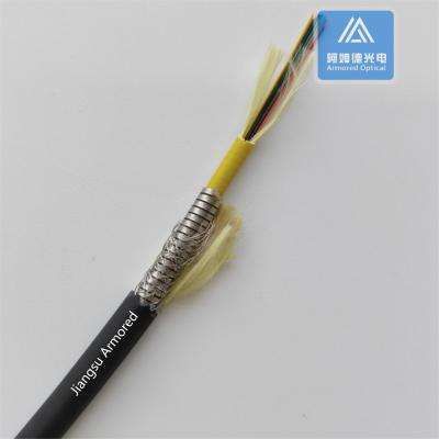 12 cœurs câble en fibre blindée en spirale à mode unique 7.5 mm TPU noir Résistant aux rongeurs FTTH Micro câble blindé