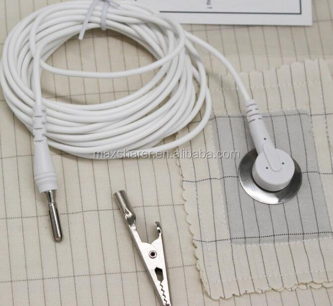 Maxsharer Organic Cotton Grounding Flat Sheet Twin Size Bedding 5% Silver Fiber with Earthing Grounding Cord Safety Product