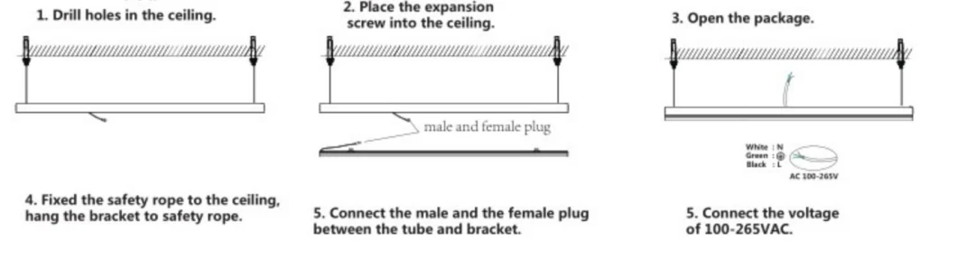 Светодиодный светодиодный свет для 2FT 20W 5 лет Гарантия Хранилище, метро, мастерская, супермаркет, торговый центр