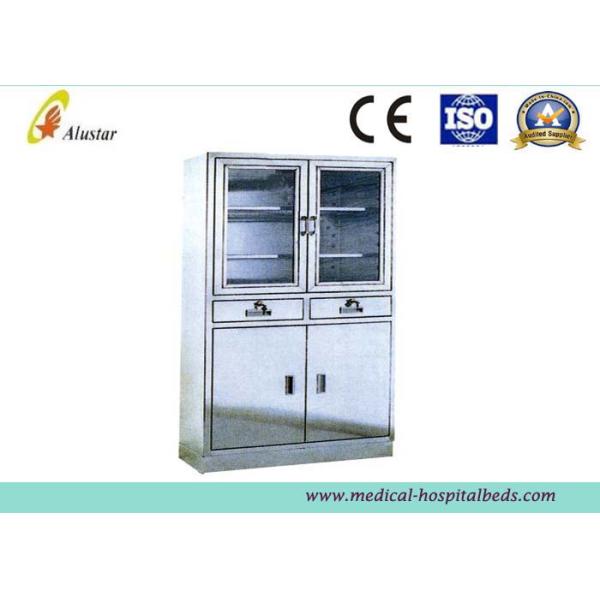 Hospital Stainless Steel Bedside Table Cabinet With Adjusted Shelves ( ALS - CA008 )