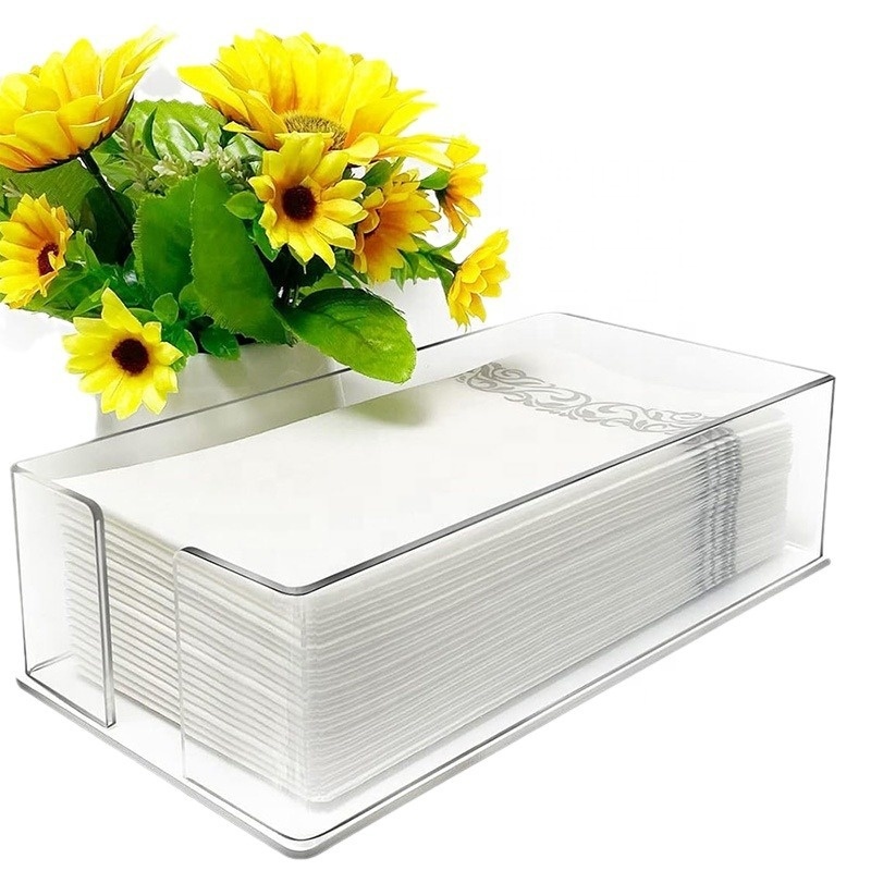 Modern Acrylic Tray Clear Disposable Paper Towel Holder with Guest Towel Napkin Rectangle Kitchen Towel Storage Box