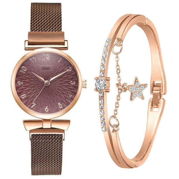 Rosegold 32mm Women'S Watch Gift Box Ladies Mesh Band Watches Bracelet