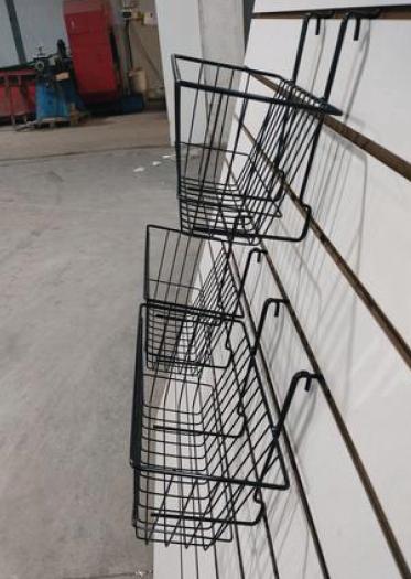 POWDERCOAT 12L X 6D X 6H BASKET GRIDWALL/SLATWALL -SHOPFITTING ACCESSORIES