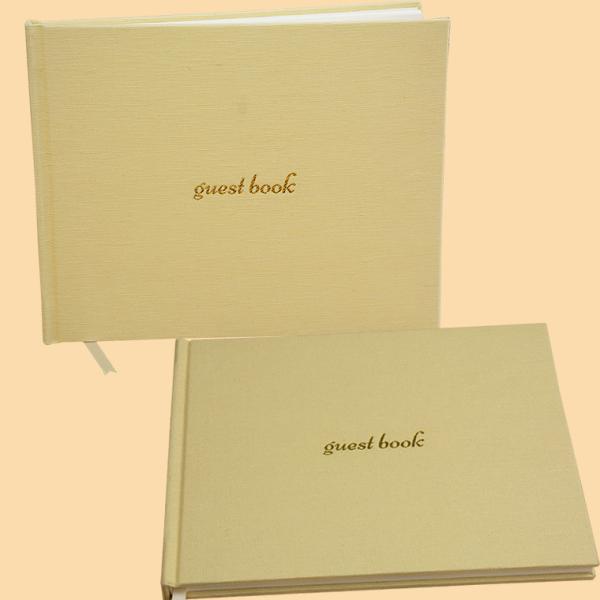 Customize B5 Linen Fabric Blank Hardcover Guest Book Gold Hot Foil Stamping Cover