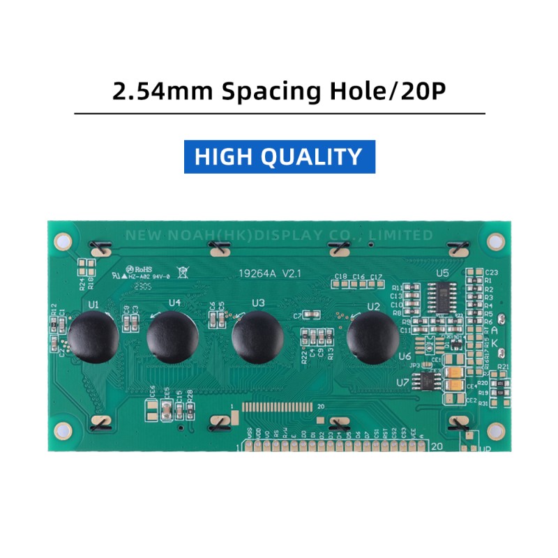 Yellow Green Film Uv ResiStant Material 19264A Graphic LCD Display SBN0064 Warranty For Three Years 5V 3.3V