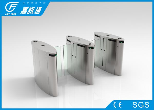 Automatic pedestrian waist high 304 stainless steel Sliding Flap  turnstile with RFID card/fingerprint reader