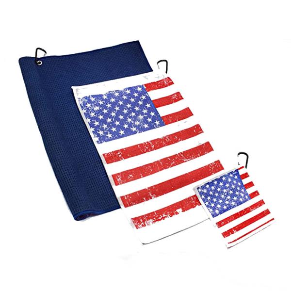 Golf Ball Towels Microfiber Waffle Cleaning Towel Custom Logo Waffle Golf Towel Magnet With Grommet And Hook