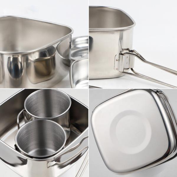Lightweight Backpacking Outdoor Kitchen Picnic Pot Pan Stainless Steel 6 PCS Camping Cookware Set For Out Door Hiking