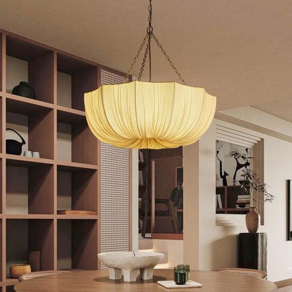 JYLIGHTING French Vintage Style Umbrella Style Fabric Chandelier Modern Pendant Light Living Room Bedroom Restaurant