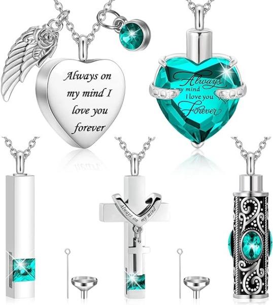 Urn Necklace For Ashes Keepsake Cremation Heart Cross Cubic Jewelry For Ashes Stainless Steel Memorial Locket Ashes