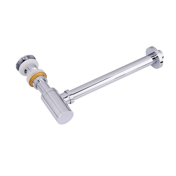 Chromed Silver Sink Waste Trap Bathroom Sink Drain Round Siphon