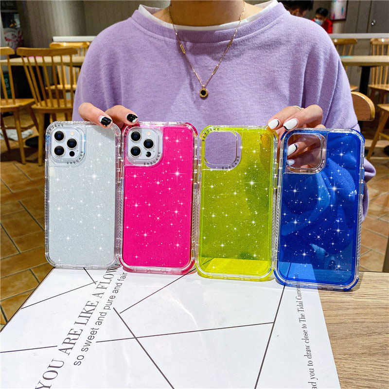 Shining Glitter Shockproof Bumper Soft Cover for iPhone 14 Plus 13 Pro Max 12 Mini 11 Pro XS Max 8 Plus Mobile Phone Case