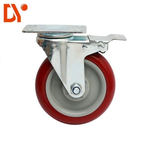 Red Color Plastic Anti Static Flat Casters Swivel Type Custom Design