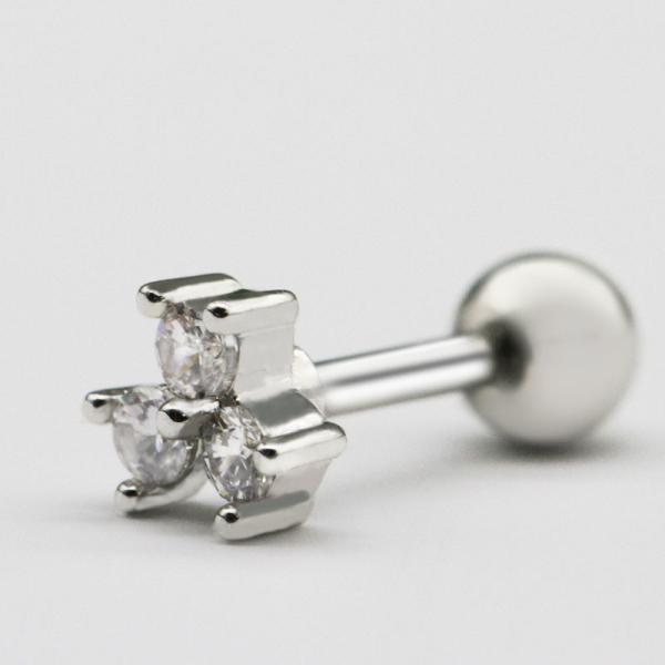 L'ODM fleurissent les boucles d'oreille argentées du goujon des femmes autour des bijoux perçants d'hélice de pierre de Zircon