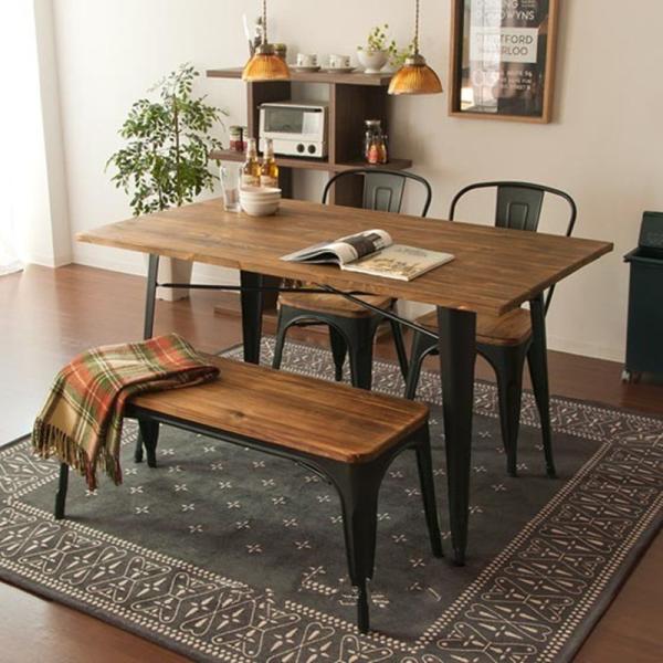 90 de x rétro table de cuisine industrielle de cru 90 4 Seater et métal de chaises