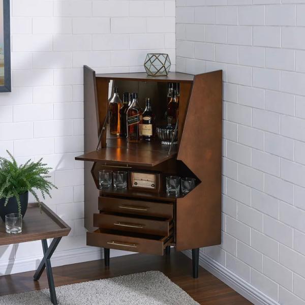Commercial Wooden Corner Liquor Cabinet Counter For Alcohol Wine Display