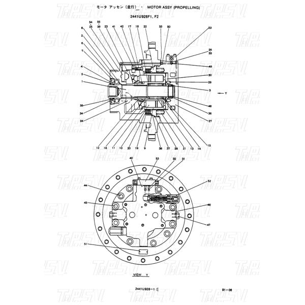 SK220-3 Excavator Travel Final Drive Shaft 2441U739S1 with Forged Steel