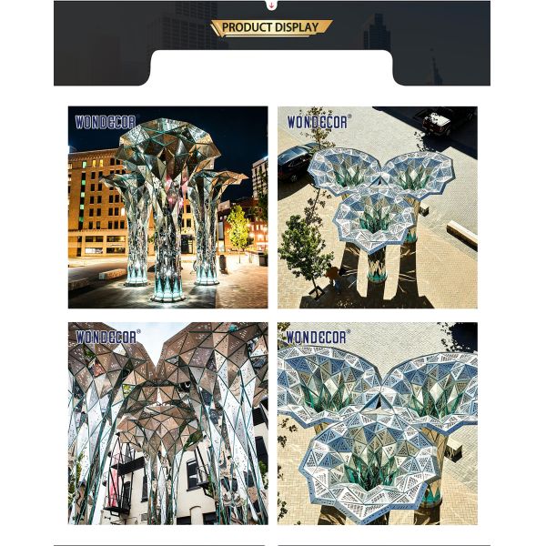 Large outdoor park stainless steel lighting sculpture