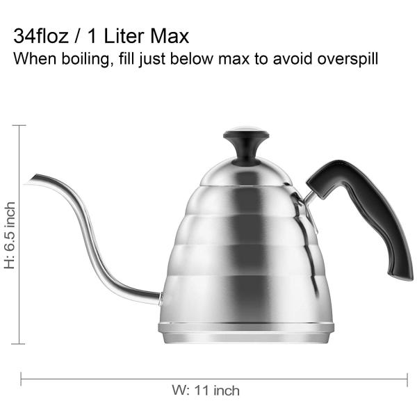 Coffee Drip Gooseneck Kettle With Thermometer Silver Color Oem Odm Service