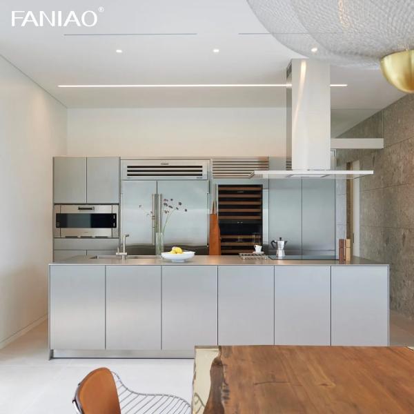 Wholesale Price 304 Stainless Steel Kitchen Cabinets Modern Wooden White High Gloss Kitchen Pantry Cabinet With Sink