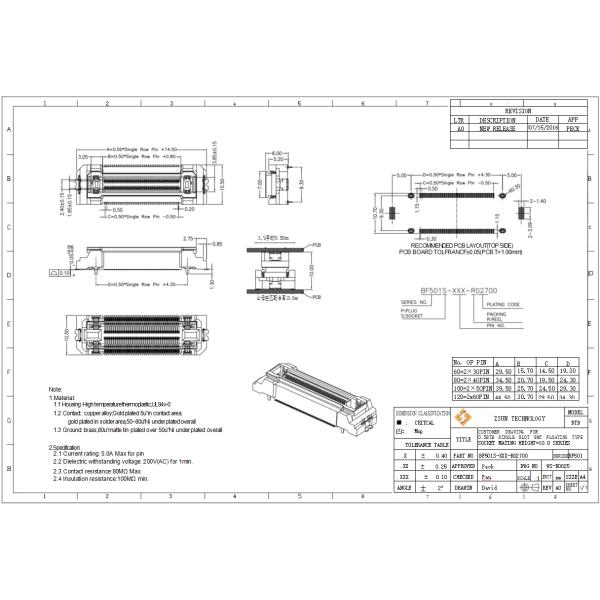 Floating Board to Board Connector 0.5mm Pitch Single Slot SMT match HRS FX23L