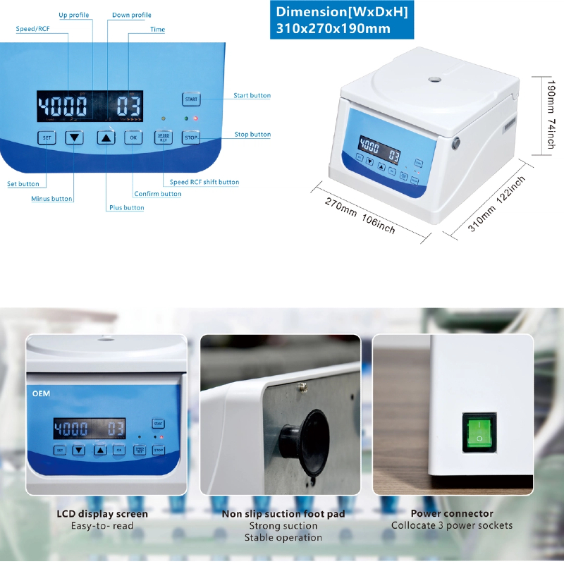 OEM Wholesale Price 8x10ml Plasma Lab Centrifuge Machine Low Speed Benchtop Centrifuge Blood Separator for Laboratories