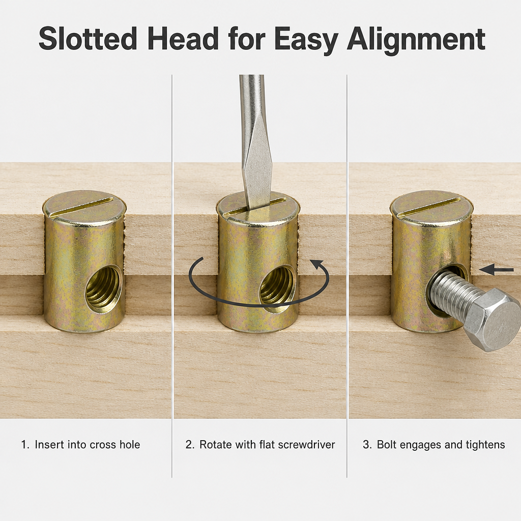 Color zinc hammer nut M6 I-shaped hammer cylinder transverse hole three-in-one connector furniture parts screw nut M8