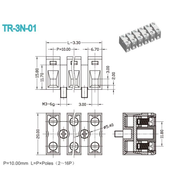 блоки ввода питания p блока 2 до 16 PCB Маунта 10.0mm терминальные электрические терминальные