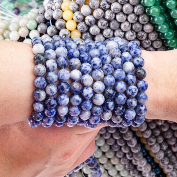 Духовный натуральный голубой точечный камень 8 мм круглый распущенный бусы для ручной ювелирных изделий и ключевой цепь
