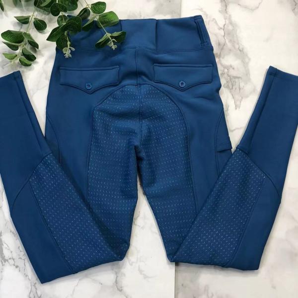 Breathable Horse Riding Pants With Pocket Blue Equestrian Brushed