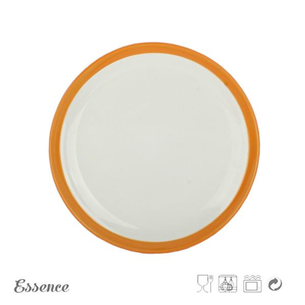 Round Glossy Color Porcelain Dessert Plates, 8 Inch White Stoneware Dishes Microwave Safe