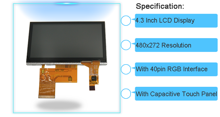 Touch LCD IPS TFT Color Display 4.3 Inch 480x272 Car Navigation And Industrial Screen