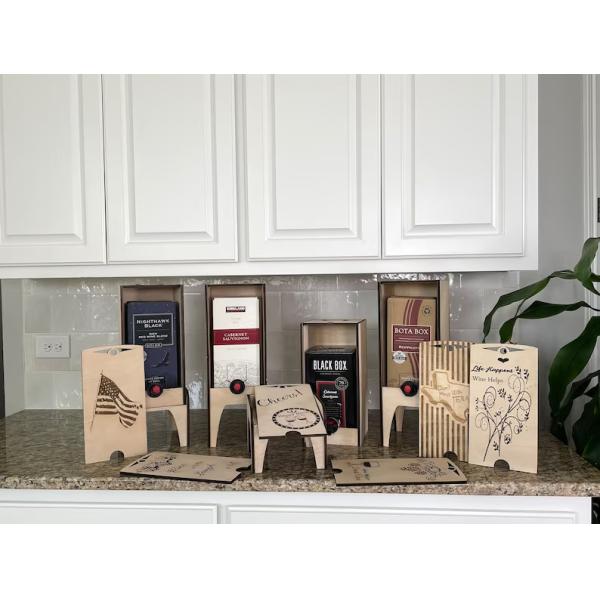 Wooden Wine Box Display Stand for Multiple Sizes of Boxes Hand Crafted Winebox Holder
