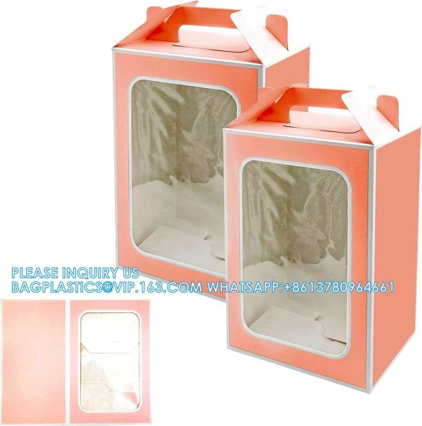 Large Gift Boxes, 10 Pcs Tote Paper Bags With Transparent Window, 9.8 X 7 X 5.1 Flower Bouquet Paper Gift Bags