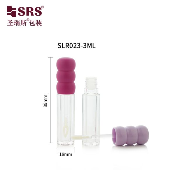 SLR023-3ML Clear Bottle With Cute Unique Shape Cap For Lip Gloss Empty Applicator Makeup Packaging